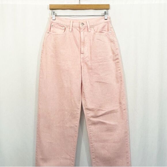 Madewell Baggy Straight High Rise Jeans in Garment Dyed Pink 26 - Picture 4 of 8